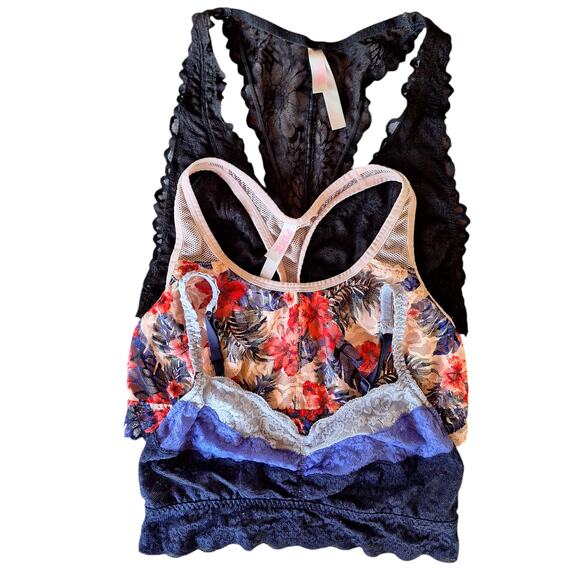 PINK Victoria's Secret Other - Victoria secret Pink Lacy bralette bundle of 3 size M floral sexy wireless lot